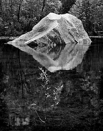 Merced River, boulder.