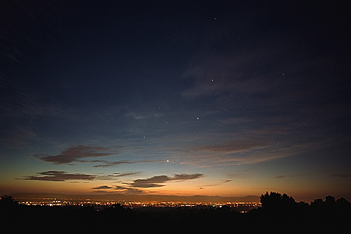 Moon, Venus and Jupiter over the Santa Clara Valley